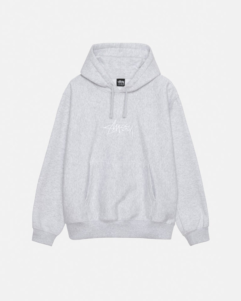 Sudadera Stussy STOCK LOGO APPLIQUE HOODIE Unisex Grises Blancos | VGMD-15764