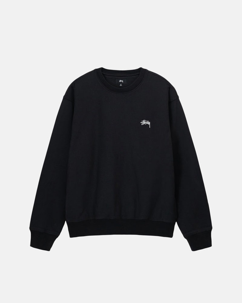 Sudadera Stussy STOCK LOGO CREW Unisex Negros | SELM-67903