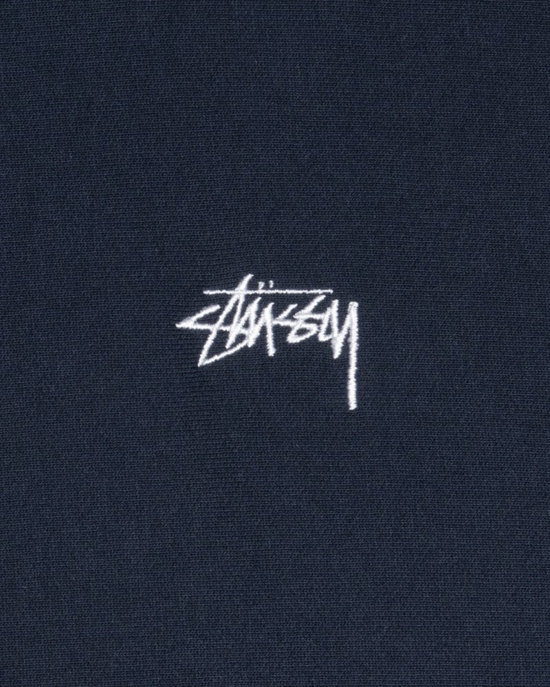 Sudadera Stussy STOCK LOGO HOODIE Unisex Azul Marino | CXHL-97086