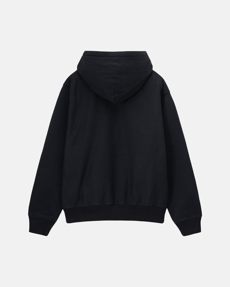 Sudadera Stussy STOCK LOGO ZIP HOODIE Unisex Negros | EJFT-10872