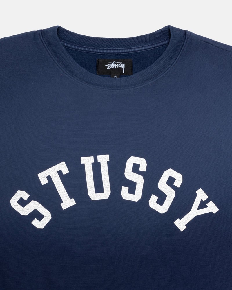 Sudadera Stussy SUN FADED OVERSIZED CREW Unisex Azul Marino | EFXT-32481