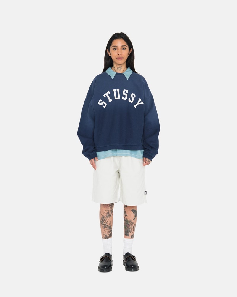 Sudadera Stussy SUN FADED OVERSIZED CREW Unisex Azul Marino | EFXT-32481