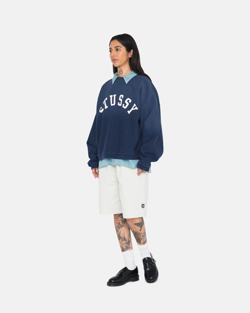 Sudadera Stussy SUN FADED OVERSIZED CREW Unisex Azul Marino | EFXT-32481