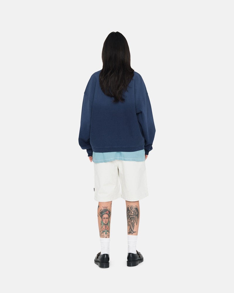 Sudadera Stussy SUN FADED OVERSIZED CREW Unisex Azul Marino | EFXT-32481