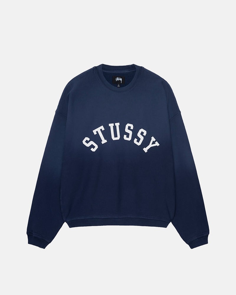 Sudadera Stussy SUN FADED OVERSIZED CREW Unisex Azul Marino | EFXT-32481