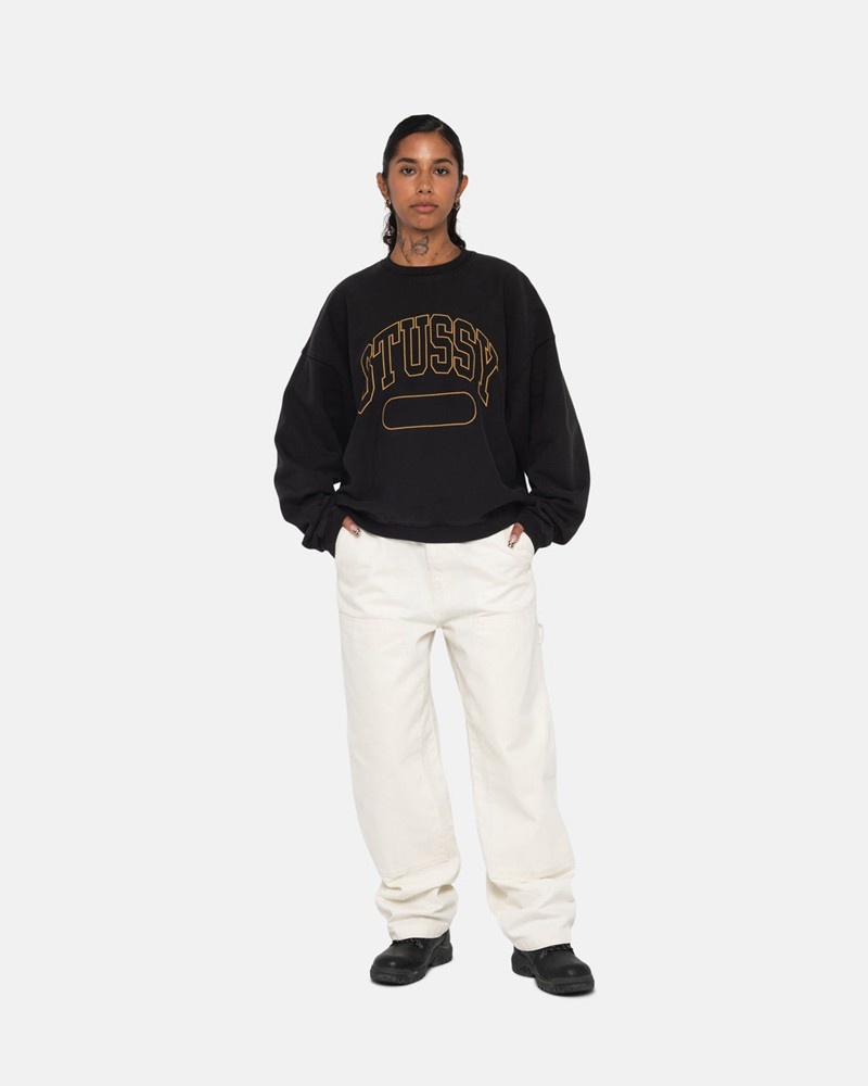 Sudadera Stussy VARSITY OVERSIZED CREW Unisex Negros | ZJSF-51237