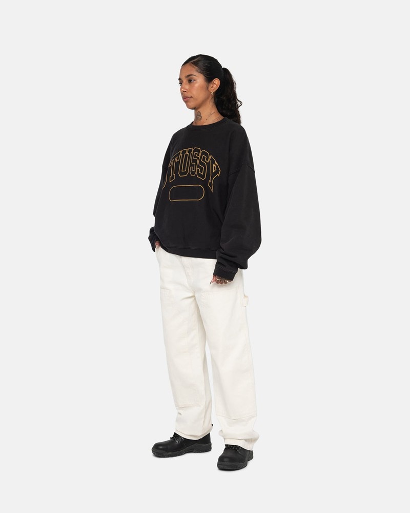 Sudadera Stussy VARSITY OVERSIZED CREW Unisex Negros | ZJSF-51237