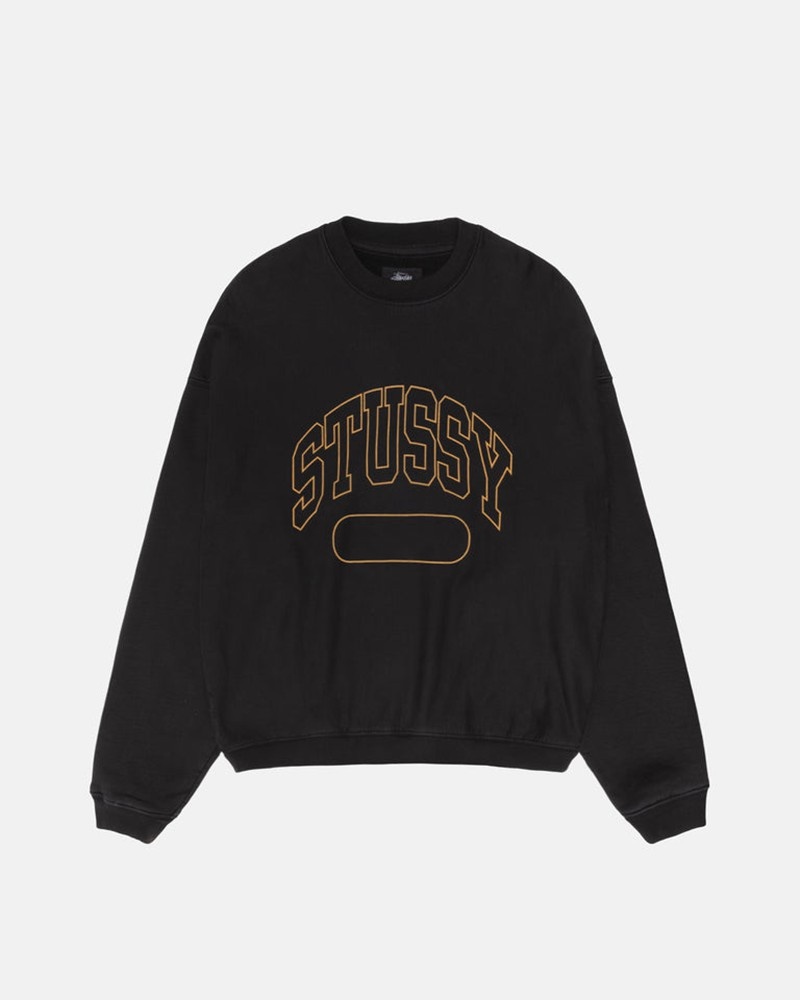 Sudadera Stussy VARSITY OVERSIZED CREW Unisex Negros | ZJSF-51237