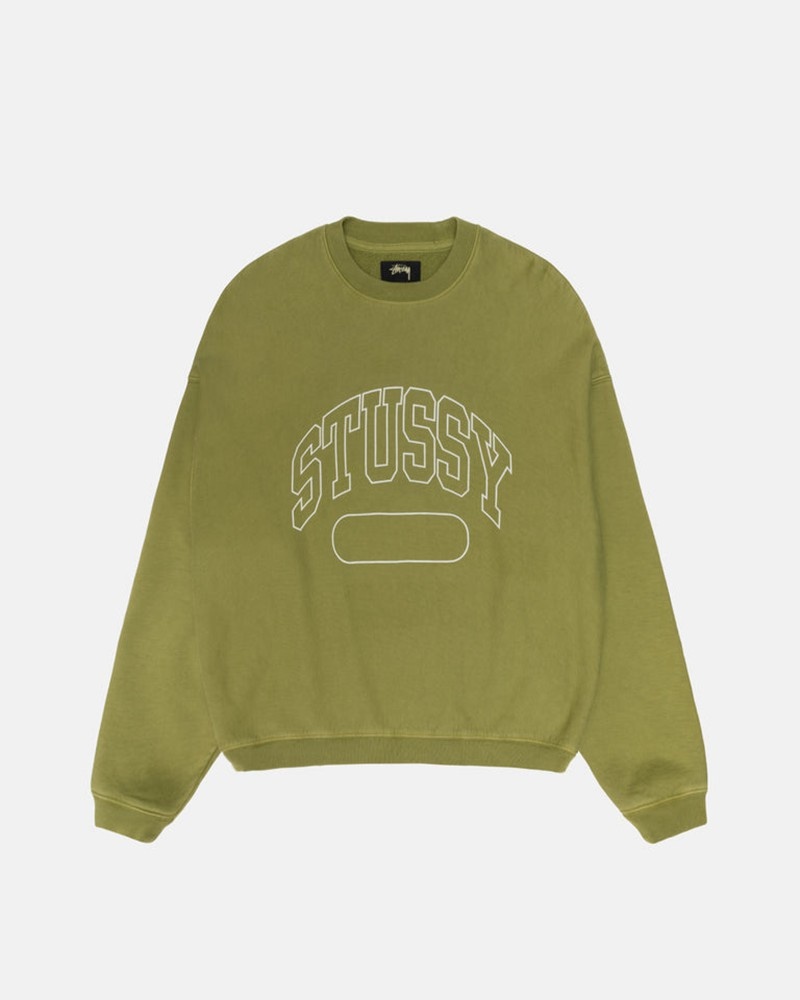 Sudadera Stussy VARSITY OVERSIZED CREW Unisex Verdes | TQJR-58019