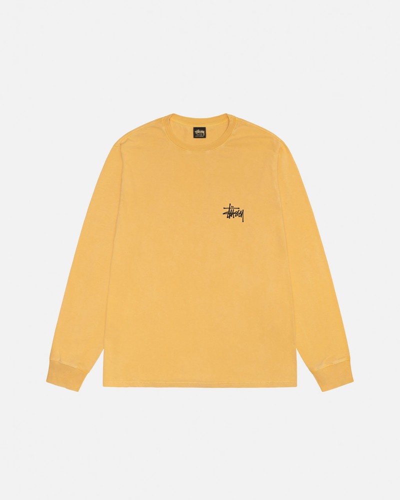 Tops Stussy BASIC LS PIGMENT DYED Unisex Naranjas | WQCO-62430