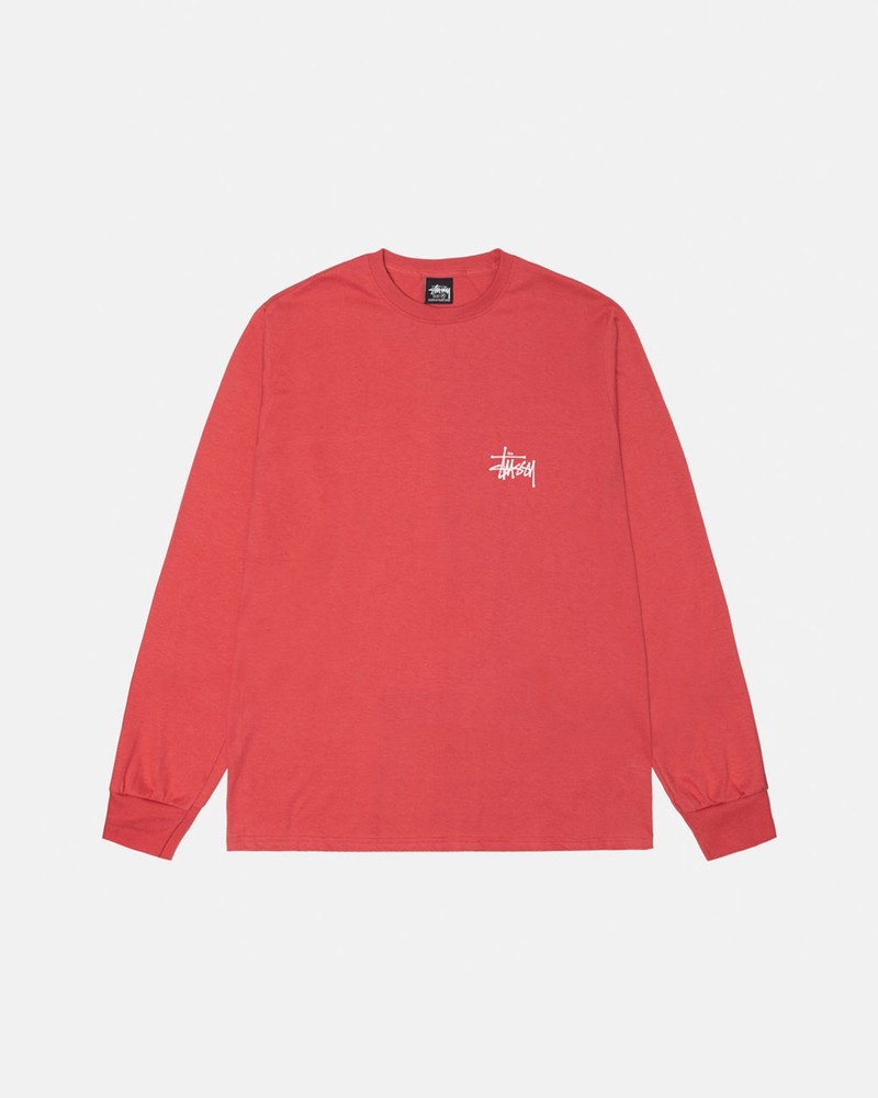 Tops Stussy BASIC LS Unisex Rojos | UBNI-62049