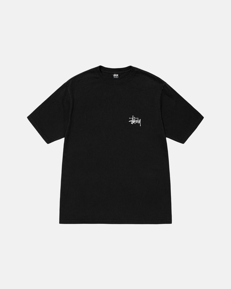 Tops Stussy BASIC PIGMENT DYED Unisex Negros | LZEQ-89605