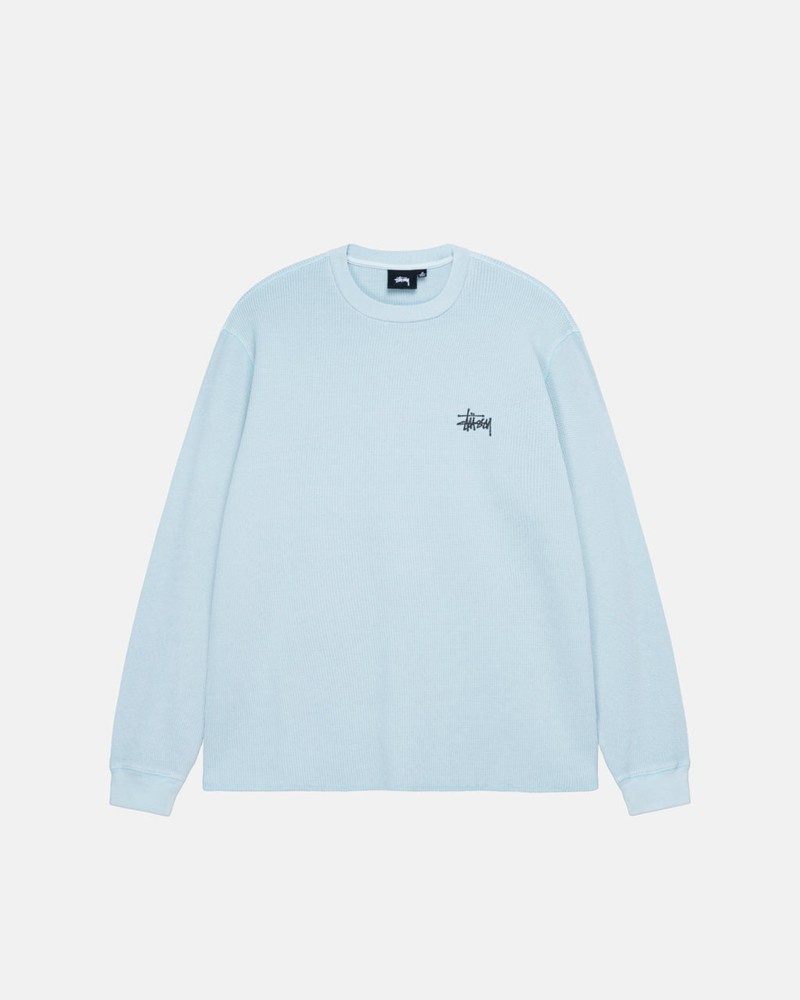 Tops Stussy BASIC STOCK LS THERMAL Unisex Azules Claro | UHAZ-04327