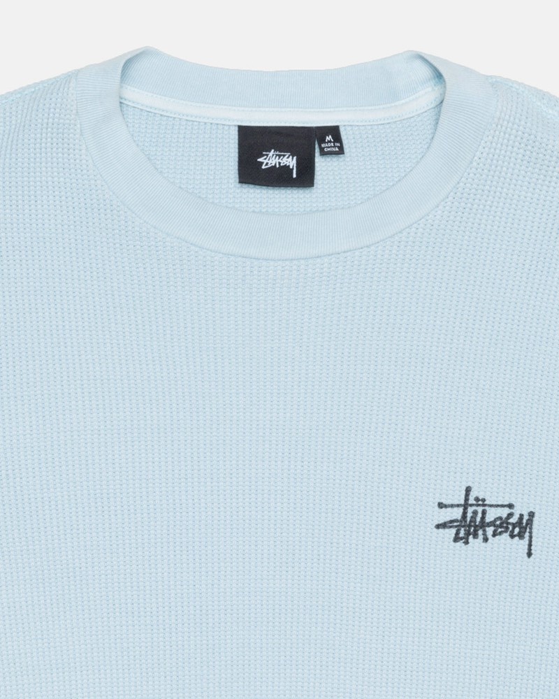 Tops Stussy BASIC STOCK LS THERMAL Unisex Azules Claro | UHAZ-04327