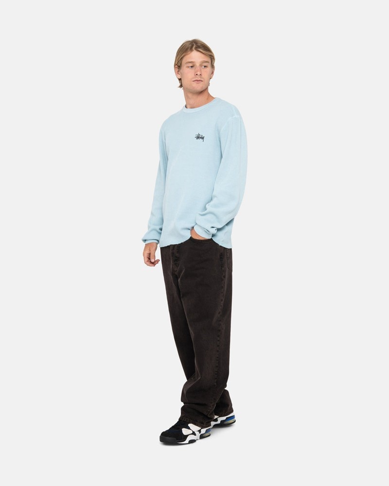 Tops Stussy BASIC STOCK LS THERMAL Unisex Azules Claro | UHAZ-04327