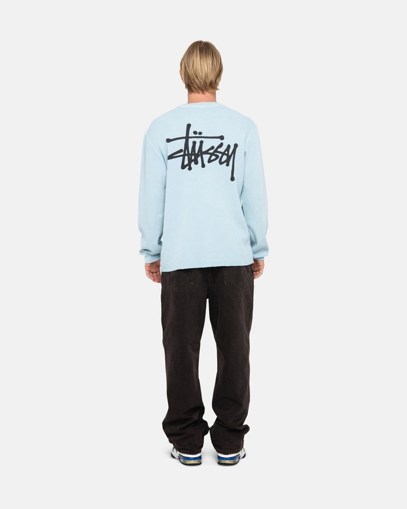 Tops Stussy BASIC STOCK LS THERMAL Unisex Azules Claro | UHAZ-04327