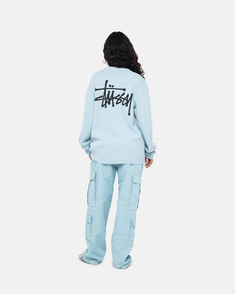 Tops Stussy BASIC STOCK LS THERMAL Unisex Azules Claro | UHAZ-04327