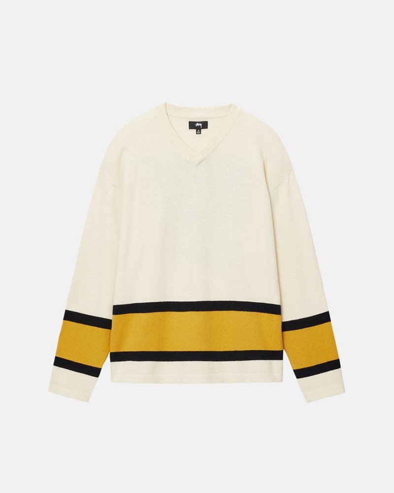 Tops Stussy HOCKEY Unisex Beige | MNIW-63725