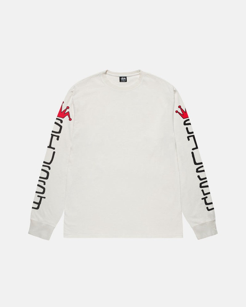 Tops Stussy JUMBO LS PIGMENT DYED Unisex Beige | VHQJ-16345