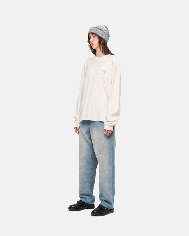 Tops Stussy LAZY LS Unisex Beige | QETZ-81749