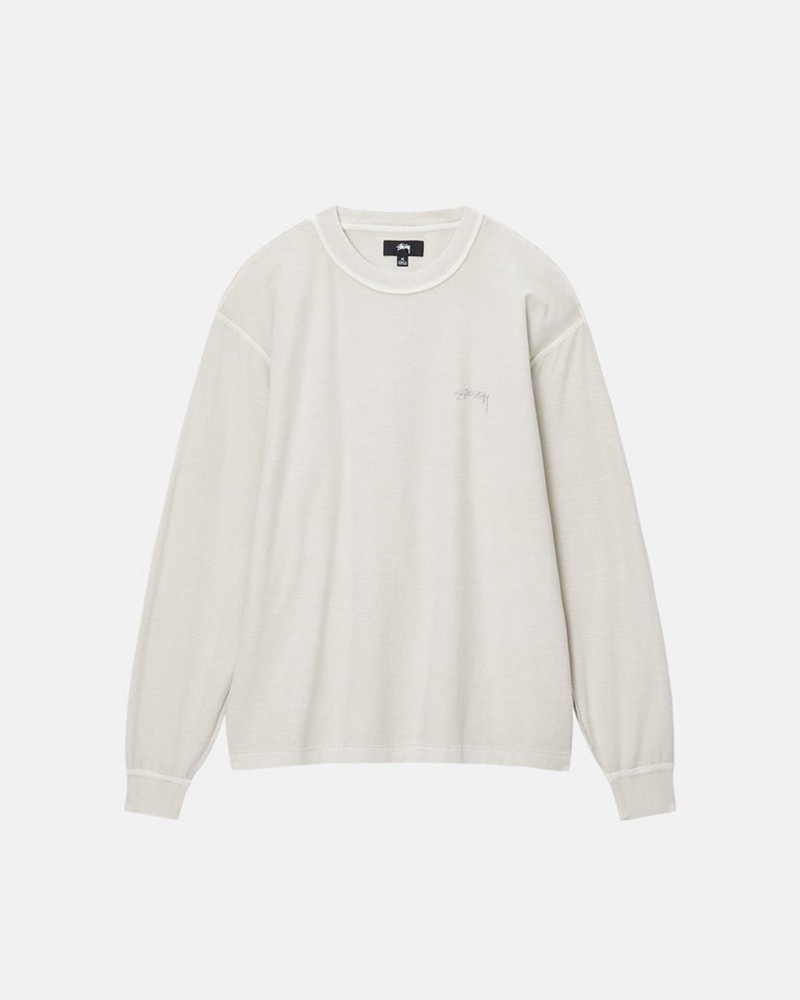 Tops Stussy LAZY LS Unisex Beige | QETZ-81749