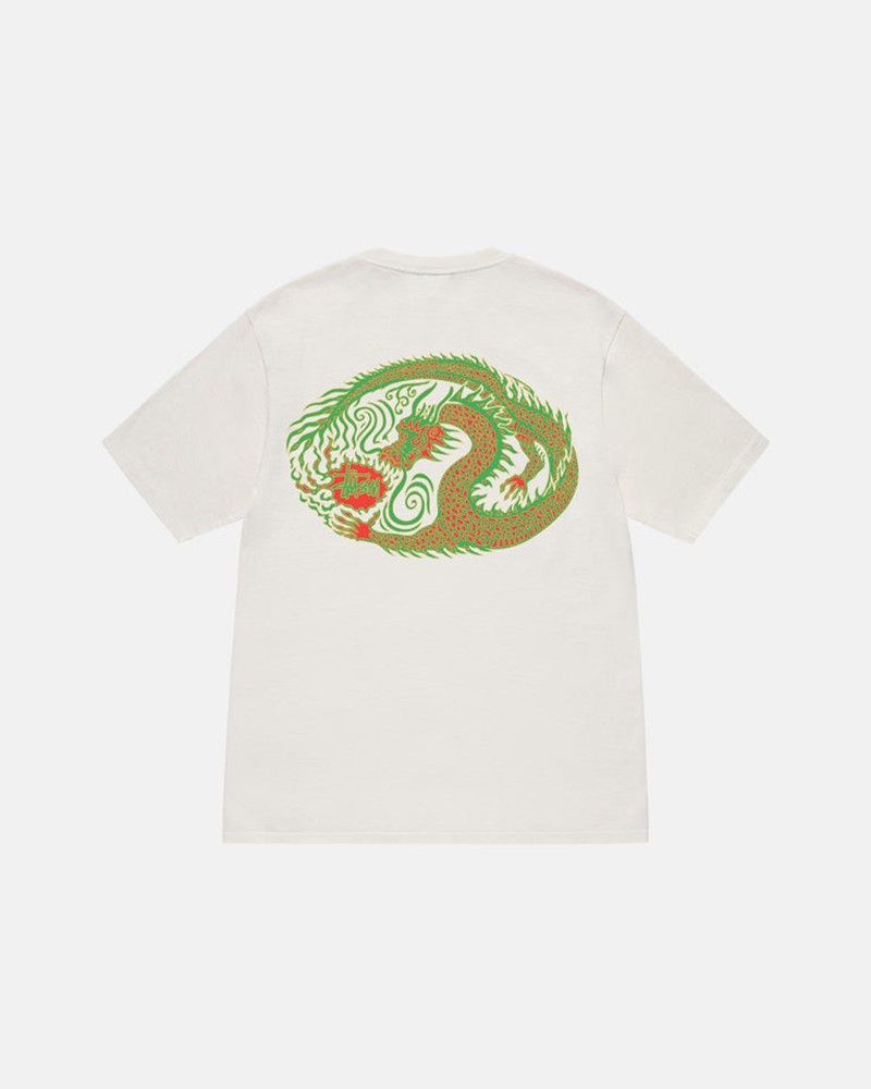 Tops Stussy MOSAIC DRAGON PIGMENT DYED Unisex Beige | CHSX-37680