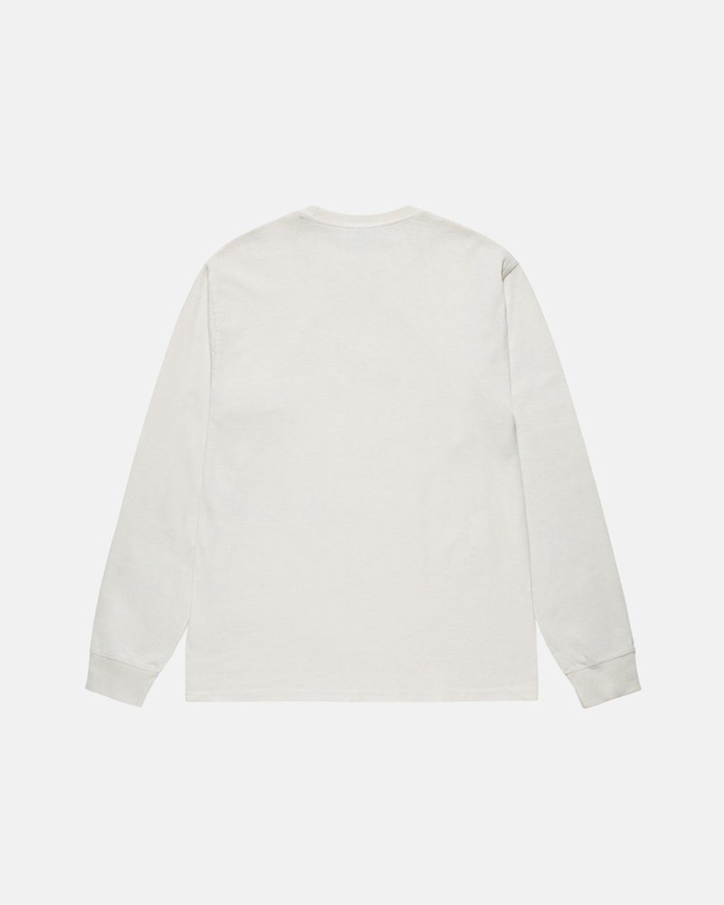 Tops Stussy SMALL STOCK LS PIGMENT DYED Unisex Beige | ETZH-65027