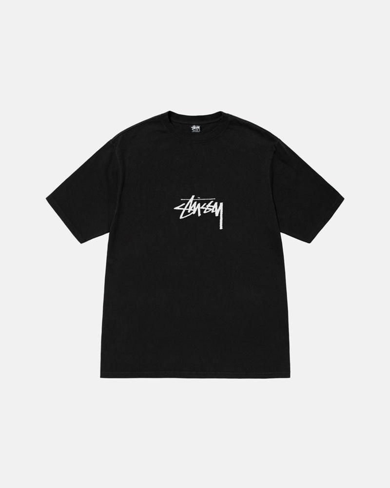 Tops Stussy SMALL STOCK PIGMENT DYED Unisex Negros | XYCM-21463