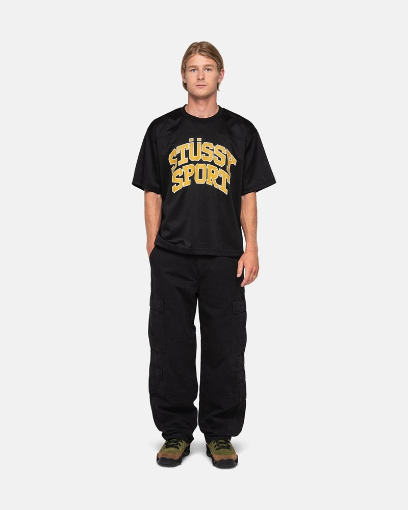 Tops Stussy SPORT MESH FOOTBALL JERSEY Unisex Negros | MNRU-20156