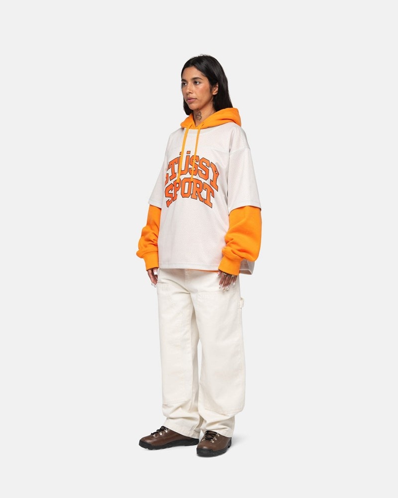 Tops Stussy SPORT MESH FOOTBALL JERSEY Unisex Beige | PVYA-10628