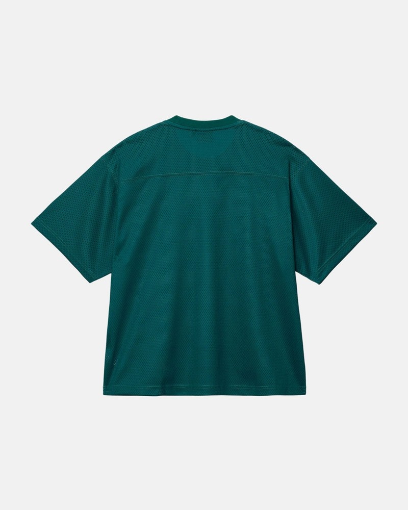 Tops Stussy SPORT MESH FOOTBALL JERSEY Unisex Verdes | WIUT-46902