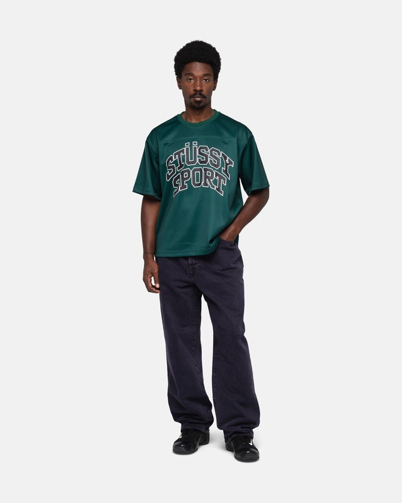 Tops Stussy SPORT MESH FOOTBALL JERSEY Unisex Verdes | WIUT-46902