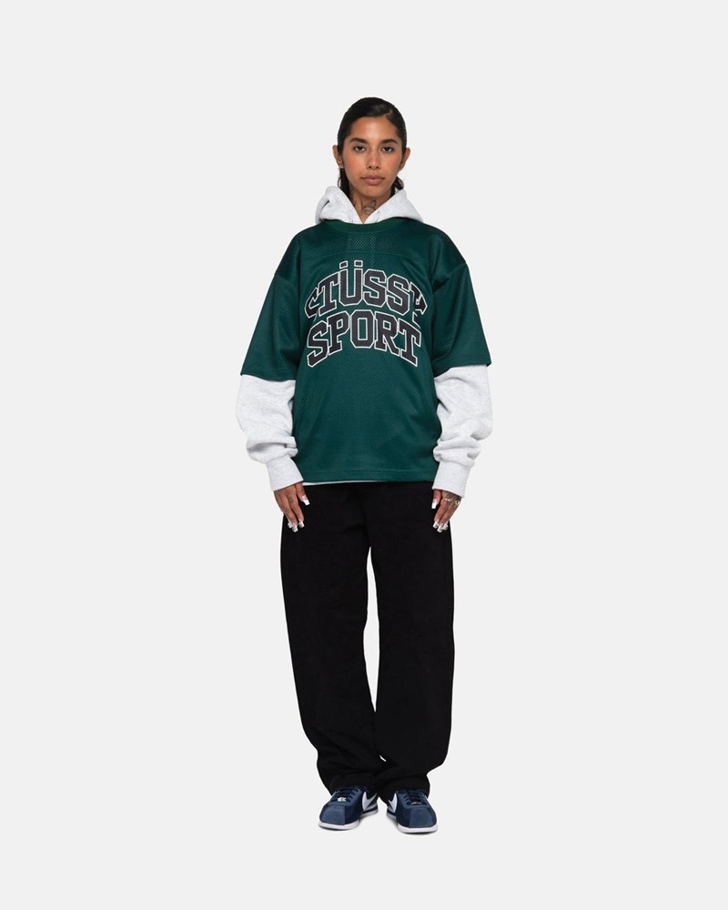 Tops Stussy SPORT MESH FOOTBALL JERSEY Unisex Verdes | WIUT-46902