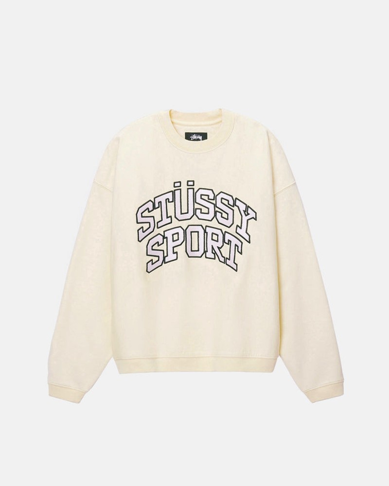 Tops Stussy SPORT RELAXED OVERSIZED CREW Unisex Blancos | TFMD-52016