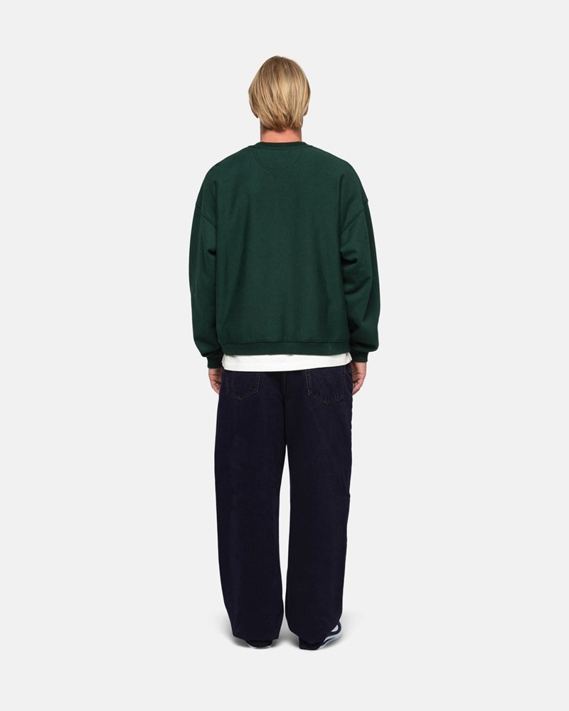 Tops Stussy SPORT RELAXED OVERSIZED CREW Unisex Verdes Oscuro | BTPO-53907