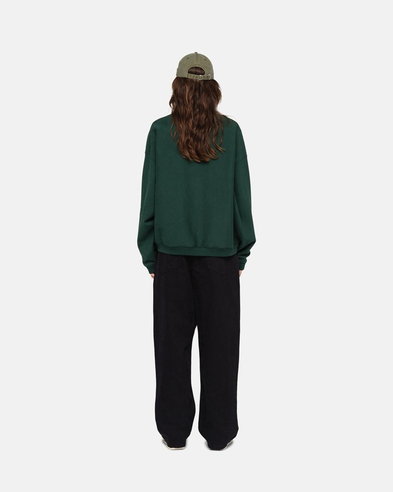 Tops Stussy SPORT RELAXED OVERSIZED CREW Unisex Verdes Oscuro | BTPO-53907