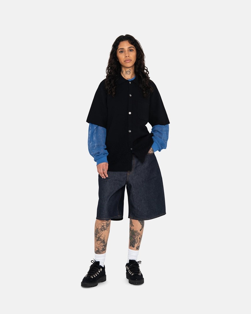 Vestido De Denim Stussy RAW DENIM BIG OL' SHORTS Unisex Negros | QZXB-85721