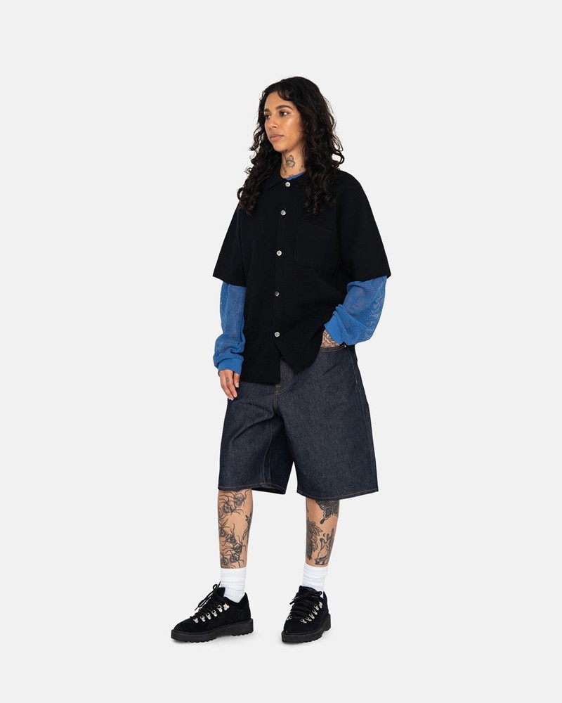 Vestido De Denim Stussy RAW DENIM BIG OL' SHORTS Unisex Negros | QZXB-85721