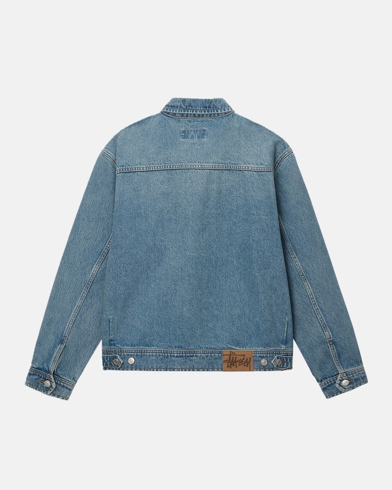 Vestido De Denim Stussy ZIP WORK JACKET DENIM Unisex Azules | IOJL-27851